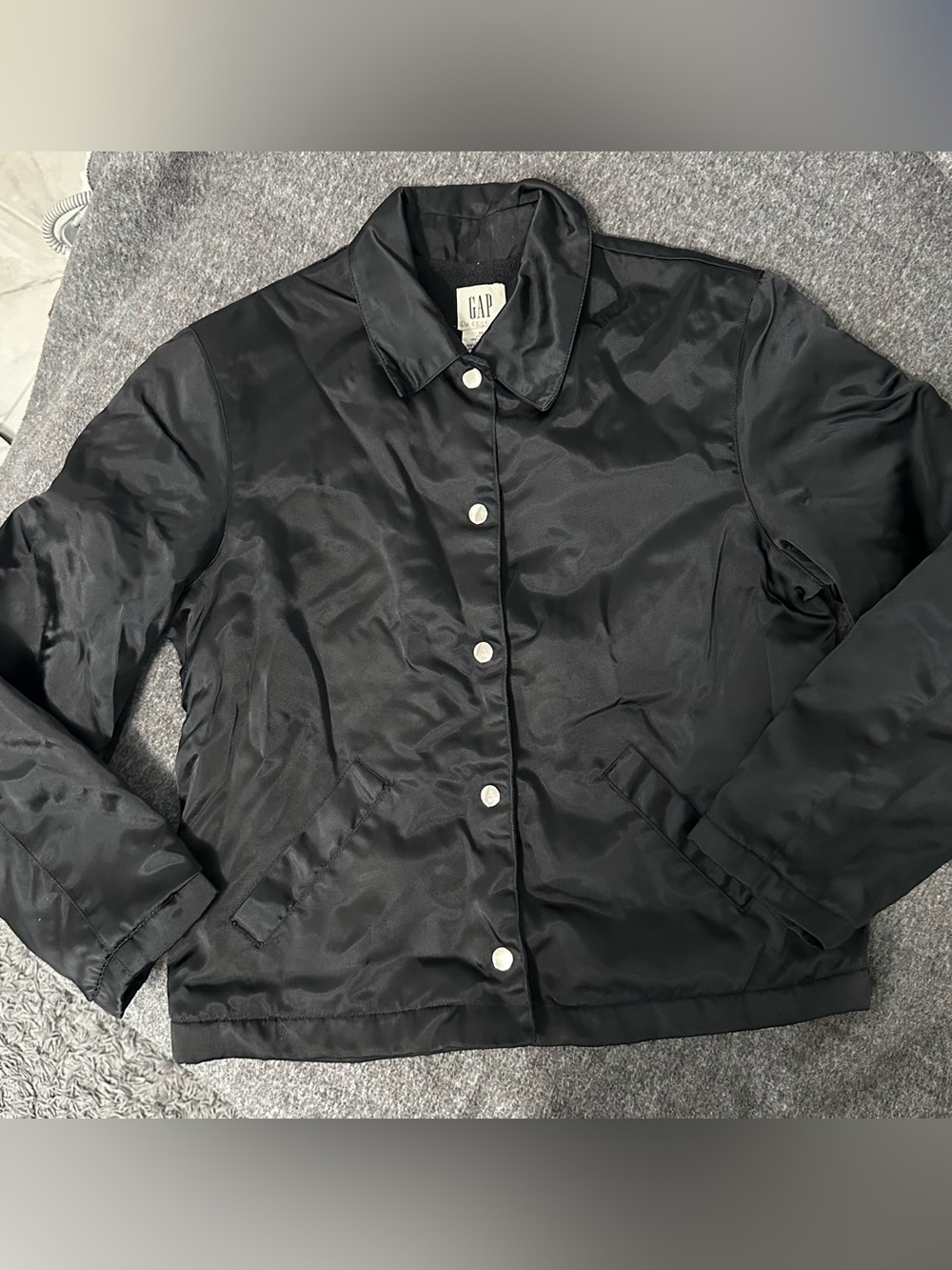 Vintage GAP Black Satin-Look Bomber Jacket M